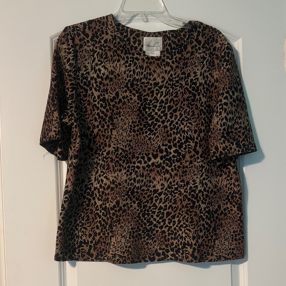 Kathie Lee Collection Animal Print Short Sleeve Top